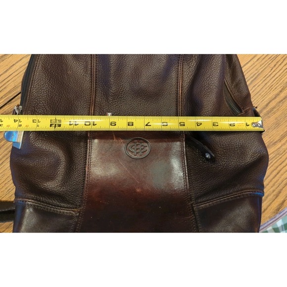 Vintage Cole Haan Backpack Dark Brown Pebbled Leather Bag - Picture 10 of 14